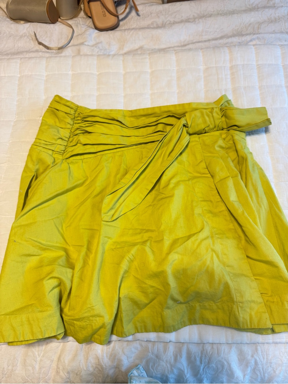 Maeve by Anthropologie Green Pleated Waist Tie Skirt